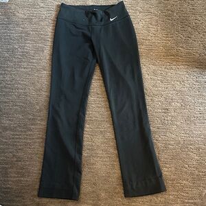 Nike Black Women's Flare Leggings with White Swoosh